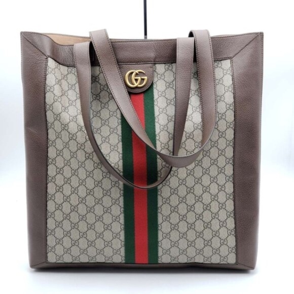GUCCI Ophidia Brown Canvas Shoulder Bag 735-070624 - Picture 1 of 15